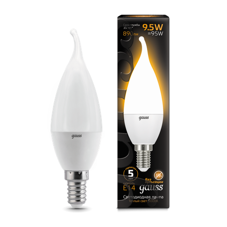Лампа светодиодная LED 9.5 Вт 890 лм 3000К AC150-265В E14 свеча теплая Black Gauss - 104101110