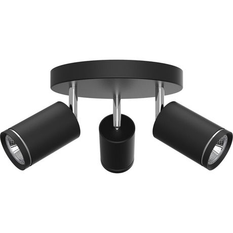 Светильник ДБО 3хGU10 без ламп наклонный на круглом основании черный - ML203-1 41924 FERON