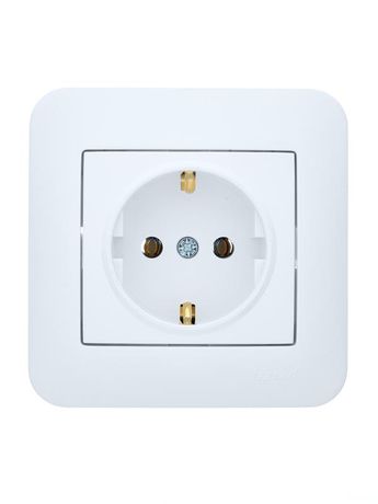 Розетка 1-м СП ASTI 16А IP20 с заземл. термопласт в сборе бел. LEZARD 7081-0202-122B