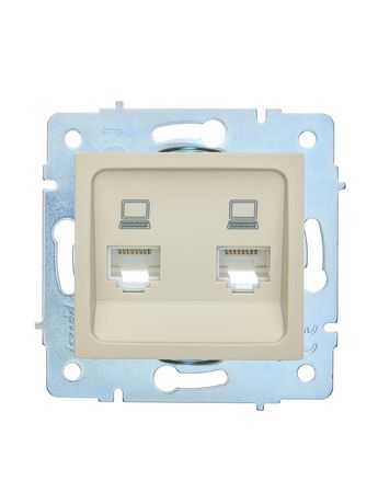 Розетка компьютерная 2-м СП ASTI IP20 RJ45 механизм крем. LEZARD 7081-0388-141