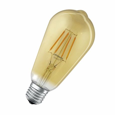 Лампа светодиодная филаментная SMART+ WiFi CL Edison Gold DIM 53 6W/824 Deco 540лм 6Вт 2400К тепл. бел. E27 угол пучка 300град. 220-240В диммир. (замена 44Вт) зол. стекло LEDVANCE 4058075610545 Osram