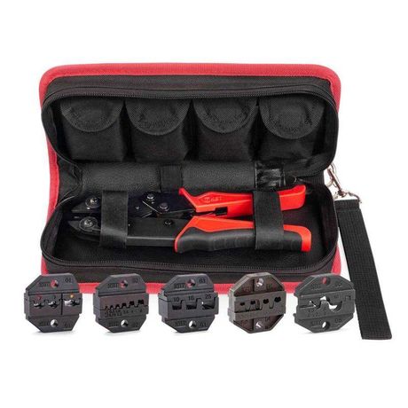 Набор в сумке СТО+5 серия QUICK PRO пресс-клещи (кримпер) с пятью матрицами для опрессовки изолированных и неизолированных наконечников | 90777 КВТ