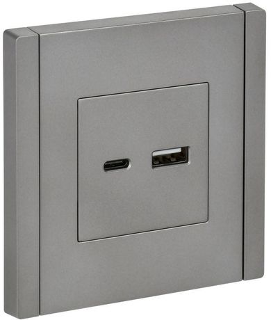 Розетка USB A+C сталь FORTE&PIANO 18Вт FP551 IEK FP-U22-018-K46