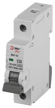 Автоматический выключатель PRO VA63-1P50C4.5 ВА47-63 1P 50А кривая C 4,5кА | Б0059412 ЭРА