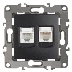 Розетка комбинированная RJ45+RJ11, Эра12, антрацит, 12-3109-05 - Б0018252