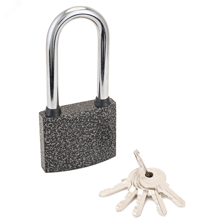 Замок навесной с длинной дужкой под один ключ, АЛЛЮР ВС1Ч-340 -Д КА античное серебро - 7565 ПТК