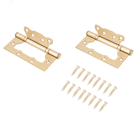 Петля дверная накладная без врезки 2шт АЛЛЮР 100х75 2BB SBP латунь матовая - 7501 ПТК
