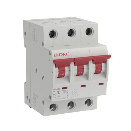 Выключатель автоматический модульный 3п C 20А 6кА MB63 YON MB63N-3PC20 ДКС DKC (ДКС) арт. MB63N-3PC20