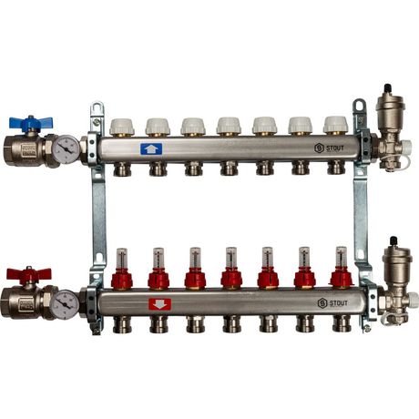 Коллектор STOUT из нержавеющей стали в сборе с расходомерами 7 выходов - RG008P0RN7LVLU SMS 0907 000007