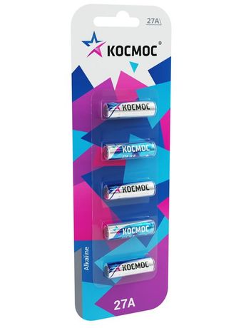 Батарейка 27А 12V Alkaline 5BL для автосигнализации - KOC27A5BL Космос