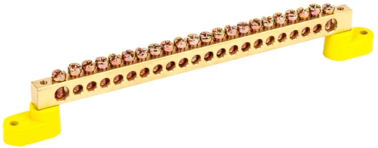 Шина PE "земля" на двух угловых изоляторах ШНИ-8х12-22-У2-Ж | YNN10-812-22C2-K05 IEK