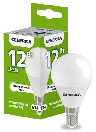 Лампа светодиодная G45 шар 12Вт 230В 4000К E14 | LL-G45-12-230-40-E14-G GENERICA IEK
