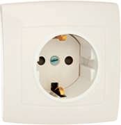 Елизавета Розетка 1 пост скрытая с заземлением шторками белый - 6419 Кунцево