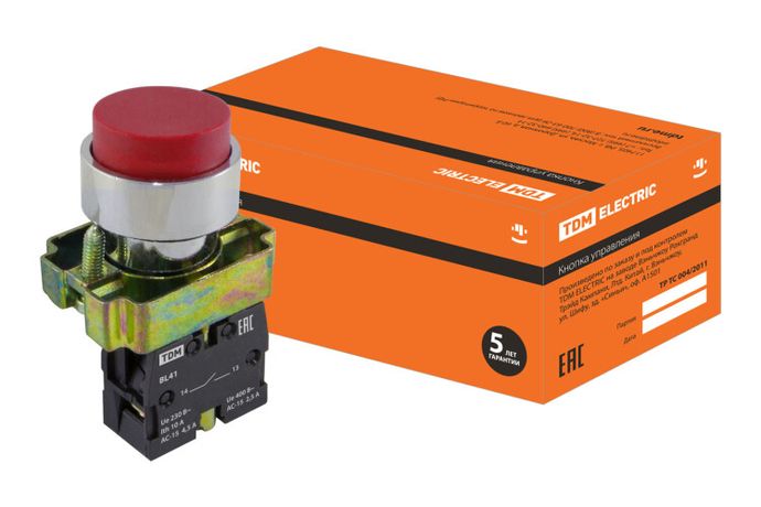 Кнопка BL41 без подсветки красный 1з | SQ0704-0060 TDM