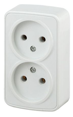 Розетка однофазная наружная (открытой установки) без шторок белый 16А 250В IP20 винтовые зажимы 3-203-01 Intro Polo - Б0036099 ЭРА