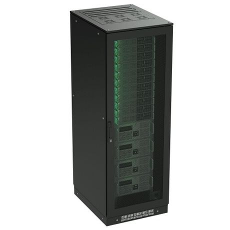 Напольный шкаф 47U 800х800 двери перфорированная/перфорированная, укомплектован вводом и заглушками RAL 9005 | R5IT4788PFB DKC ДКС