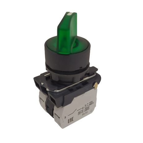 Переключатель КПЕ2120РЛ-24В-зеленый-2но+0нз-ручка-фикс-3поз-индикатор-IP40 | 354428 КЭАЗ