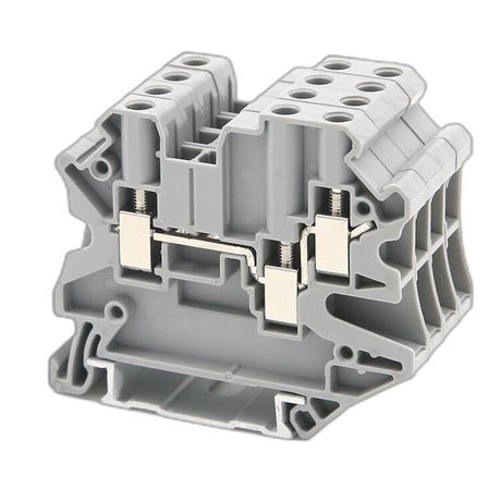 Клемма проходная , винтовой зажим, 3 точки подключения, 2.5 кв.мм, серая - TUR-2.5-TWIN ДКС