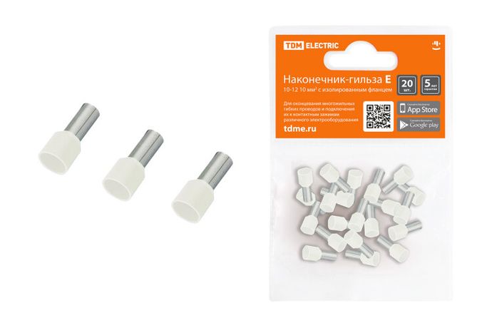 Наконечник-гильза Е10-12 10мм2 с изолированным фланцем (20шт) | SQ0568-0037 TDM