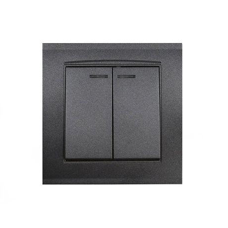 Выключатель двухклавишный с подсветкой серия Бриллиант, скрытой установки, 10А, 220В, механизм, графит - 7947410-Gr Союз