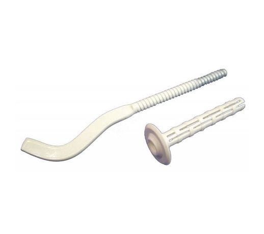 Кронштейн для радиатора штыревой плоский с дюбелем белый (7*220 мм) - 14029 ПрофСан