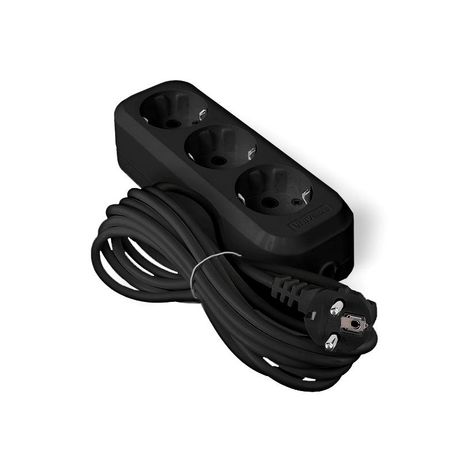 Удлинитель UNIVersal У10-554 ПВС 3*0,75 3гн. с/з 5м (еврослот) черный - 1983 Союз