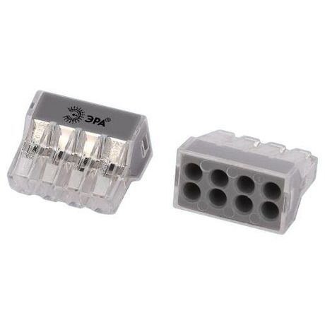 Клемма быстрозажимная 773-608 прозрачная 8-проводная 0.75-4.0 мм2 NO-225-366 упаковка 20 шт - Б0067911 ЭРА