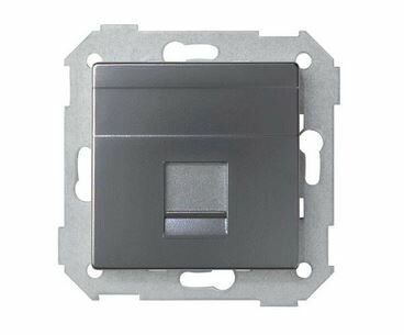 Розетка прямая для передачи данных со шторкой на 1 разъем RJ45 цвета матовый титан S82 Concept | 8200005-096 Simon