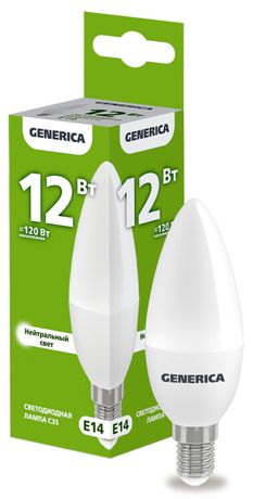 Лампа светодиодная C35 свеча 12Вт 230В 4000К E14 | LL-C35-12-230-40-E14-G GENERICA IEK