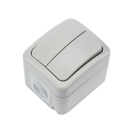 Выключатель двухклавишный Mini OG IP54, о/у, серый | KR-78-0833 Kranz