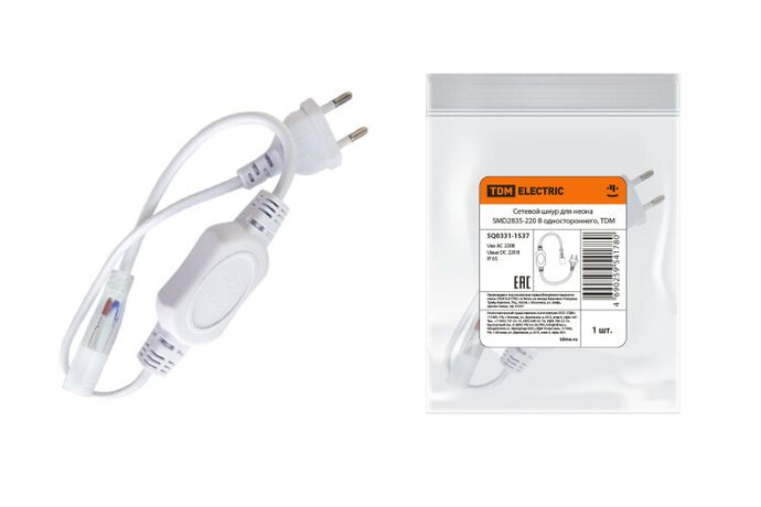 Сетевой шнур для неона SMD2835-220 В одностороннего | SQ0331-1537 TDM