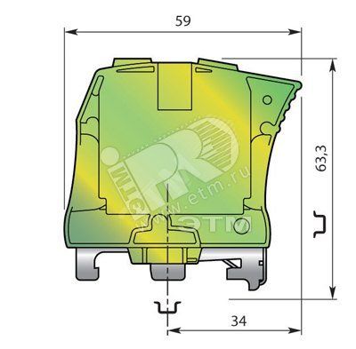 Клемма винтовая 35мм.кв. Земля ZS35 - 1SNK516150R0000 Тайко Электро (ОУЭО)