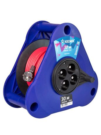 Удлинитель на треугольной катушке 4х30м без заземл. 16А IP44 3.5кВт ПВС 2х2.5 УКП КОСМОС YKTKsm30m-4g(2.5)