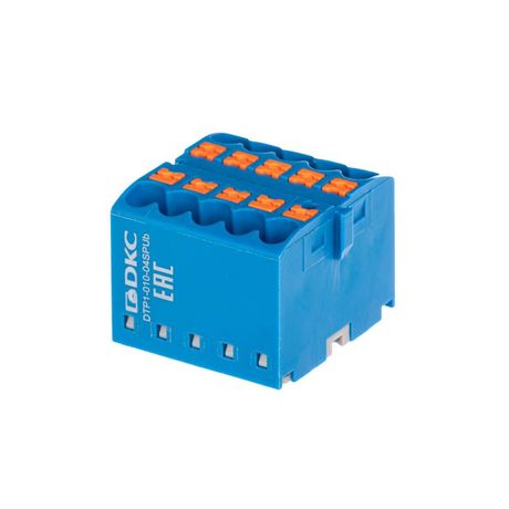 Блок распределительный зажим push-in 10 точек подключения 25кв.мм син. DKC DTP1-010-04SPUB ДКС