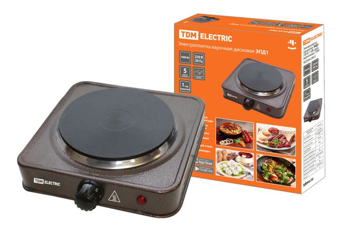 Электроплитка одноконф. ЭПД1 230 В, 1 кВт, диск, коричневая, | SQ2504-0013 TDM