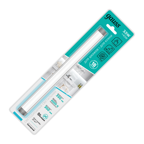 Светильник светодиодный Modul 3.5Вт 4000К IP20 350лм 300х27х11мм ДПО модульный с датчиком движения GAUSS 9023531235