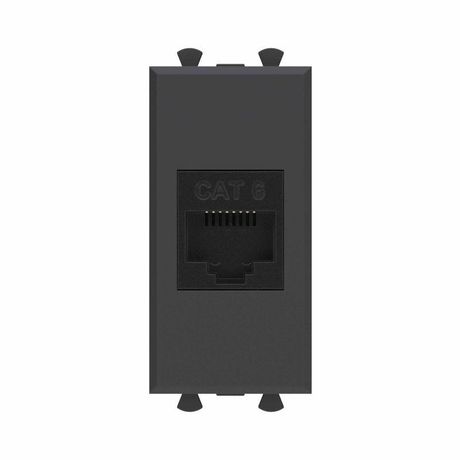 Компьютерная розетка RJ-45 без шторки модульная ,кат.6, "Avanti", "Черный матовый", 1 модуль | 4412691 DKC ДКС