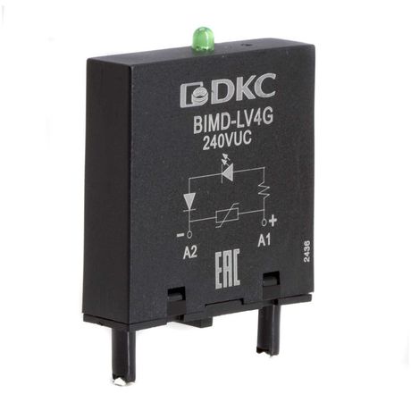 Модуль индикации и защиты, LED зелёный+Варистор (A1+), 240V AC/DC | BIMD-LV4G DKC ДКС