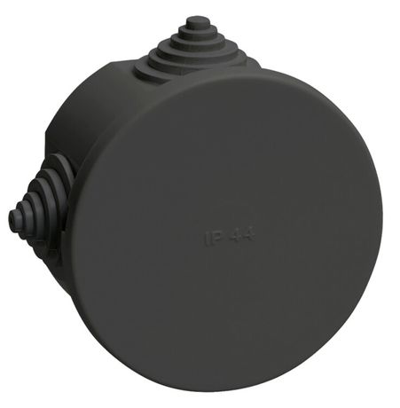 Коробка распаячная КМ41237 для открытой проводки с защелкивающейся крышкой D=75х40мм IP44 4 гермовводов черная (RAL 9005) IEK - UKO21-075-040-000-K02-44