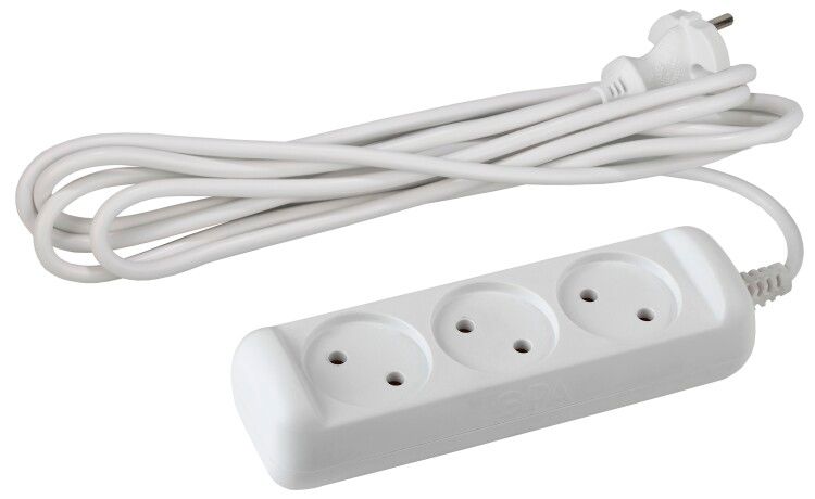 Удлинитель электрический без заземления 3 розетки 1,5м ПВС 2x0,75мм2 6А UX(6)-3-1,5m ЭРА - Б0038567