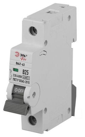Автоматический выключатель PRO VA63-1P25B4.5 ВА47-63 1P 25А кривая B 4,5кА | Б0059372 ЭРА