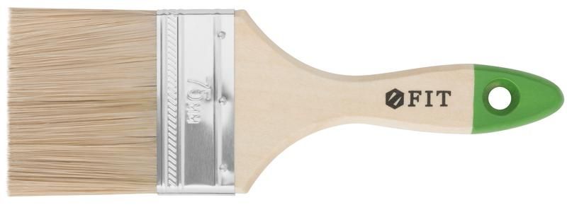 Кисть флейцевая "Микс" смешанная натуральная и искусственная щетина деревянная ручка 3дюйм (75мм) FIT 01197 РОС