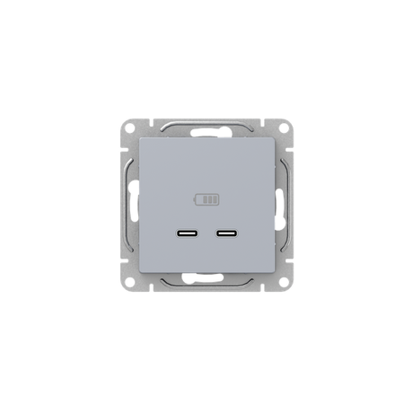 Механизм розетки USB-C - 2шт, алюминий Эпика EKF | UP1-SOA-2USBC