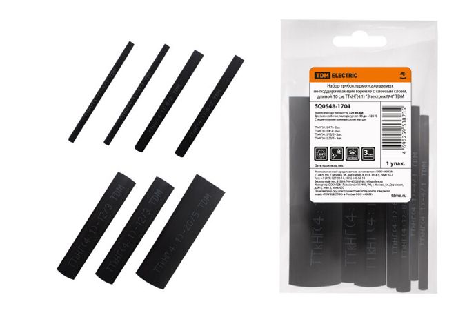 Набор трубок термоусажиаемых клеевых "Электрик №4" | SQ0548-1704 TDM