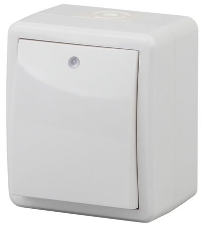 Выключатель с подсветкой 11-1402-01 IP54, 10АХ-250В, ОУ, Эксперт, белый (16/160/2560) |Б0020671 | ЭРА