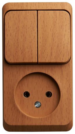 ЭТЮД блок открытой установки Розетка без заземления + Выключатель 2-клавиш., бук - BPA16-205T APC