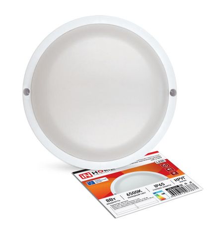 Светильник светодиодный пылевлагозащищенный для ЖКХ СПП-А-КРУГ 8Вт 230В 6500К 640Лм с оптико-акустическим датчиком IP65 | 4690612033877 IN HOME