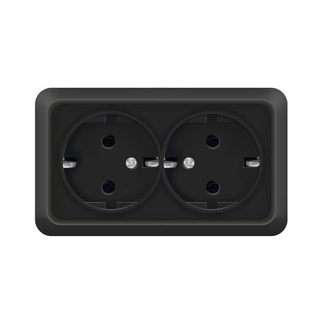 Розетка двухместная UNIVersal серия Олимп с/з, о/у, 16А, 220В, черная - 2216 Союз
