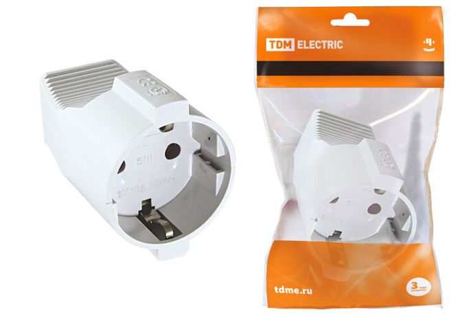 Кабельная розетка 2П+З с защитными шторками 16А 250B белая - SQ1806-0031 TDM