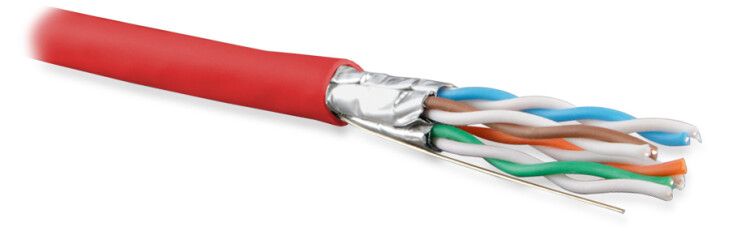 Кабель витая пара U/FTP кат.6A (10GBE) 4 пары 23 AWG ОЖ solid кажд. в экране без общего экрана нг(А)-HF -20град.C-+60град.C UFTP4-C6A-S23-IN-LSZH-RD-500 роз. (уп.500м) Hyperline 445109
